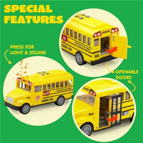 4 Pcs 7" Long Vehicle Toy Set, Toddlers Cars with Lights and Siren Sound - Picture 5 of 7